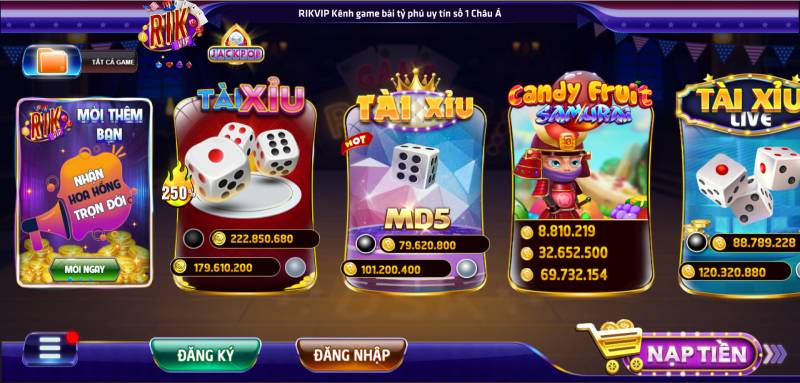 Những trò chơi hấp dẫn tại Rikvip